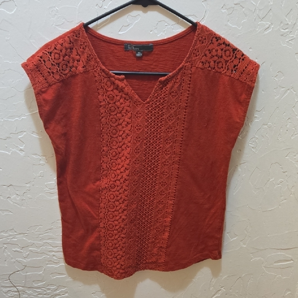 3/$10 89th & Madison Burnt Orange Boxy Cap Sleeve Blouse